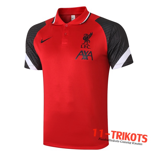 Neuestes Fussball FC Liverpool Poloshirt Rot/Schwarz 2020/2021
