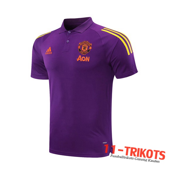 Neuestes Fussball Manchester United Poloshirt Violet 2020/2021