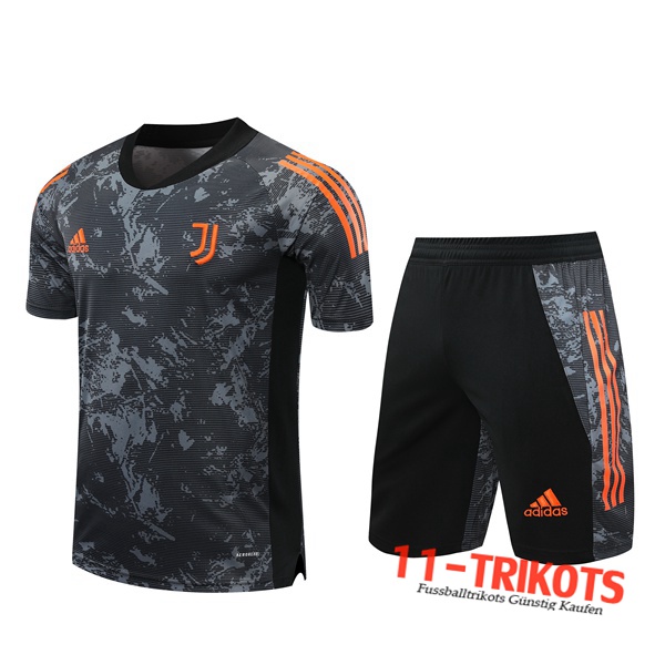Neuestes Juventus Trainingstrikot + Shorts Grau/Gelb 2020/2021 | 11-trikots