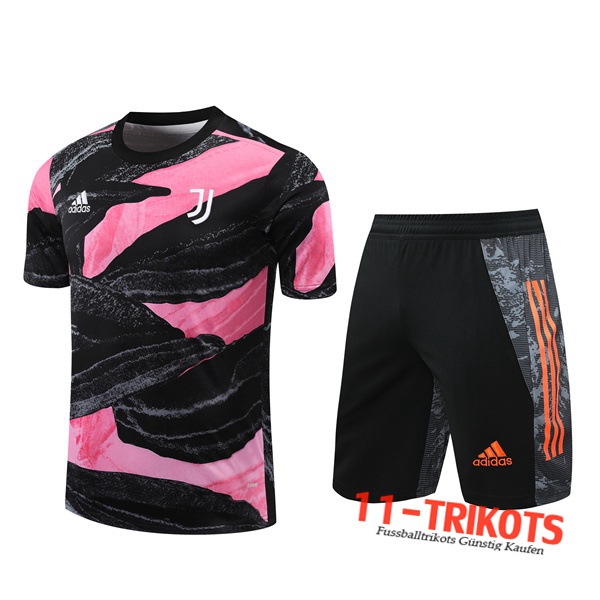 Neuestes Juventus Trainingstrikot + Shorts Schwarz/Rose 2020/2021 | 11-trikots