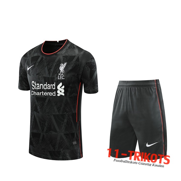 Neuestes FC Liverpool Trainingstrikot + Shorts Schwarz/Weiß 2020/2021 | 11-trikots