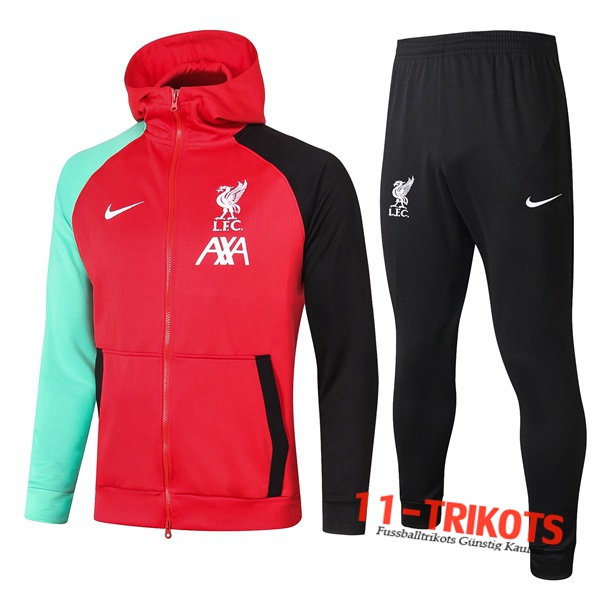 FC Liverpool Trainingsanzug Mit Kapuze Rot/Schwarz 2020/2021 | 11-Trikots