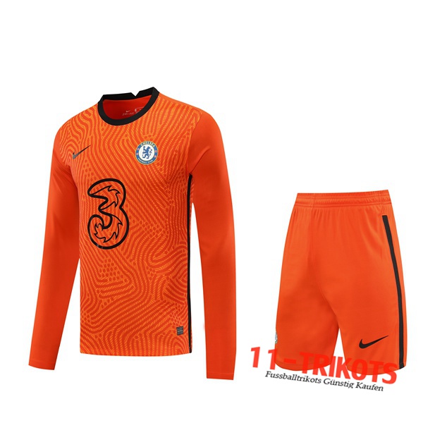 Neues Fussball FC Chelsea Torwart Orange Langarm 2020 2021 | 11-trikots