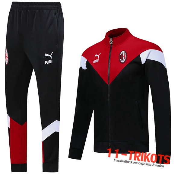 Neuestes Fussball AC Milan Trainingsanzug Schwarz Rot 2019 2020 | 11-trikots