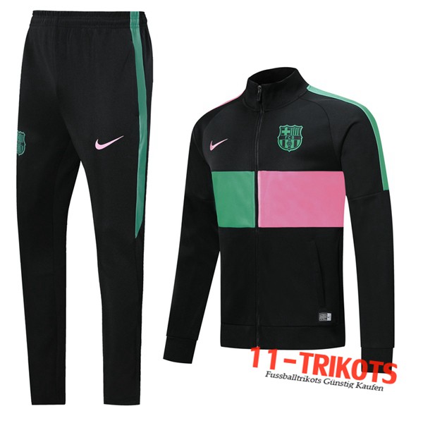 Neuestes Fussball FC Barcelona Trainingsanzug (Jacke) Schwarz Grün Rose 2019 2020 | 11-trikots