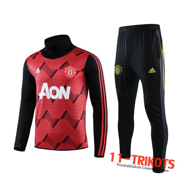 Neuestes Fussball Manchester United Trainingsanzug Rot Hoher Kragen 2019 2020 | 11-trikots