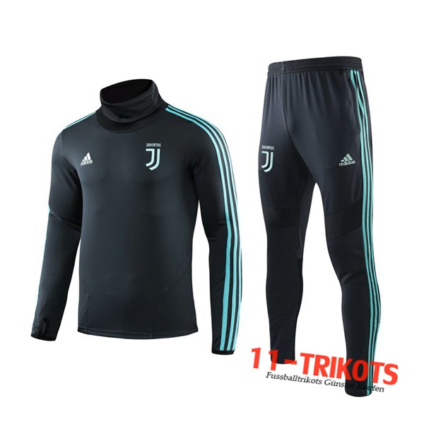 Neuestes Fussball Juventus Trainingsanzug Cyan Hoher Kragen 2019 2020 | 11-trikots