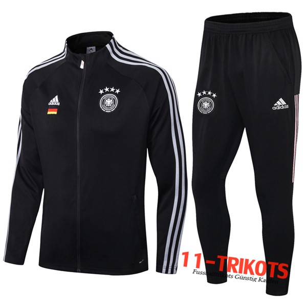 Neuestes Fussball Deutschland Trainingsanzug (Jacke) Schwarz 2019 2020 | 11-trikots