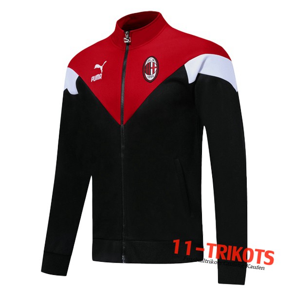 Neuestes Fussball AC Milan Trainingsjacke Schwarz Rot 2019 2020 | 11-Trikots