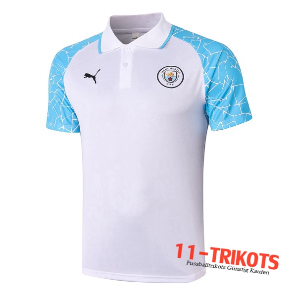 Neuestes Fussball Manchester City Poloshirt Weiß 2020/2021