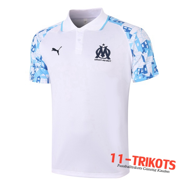 Neuestes Fussball Marseille OM Poloshirt Weiß 2020/2021