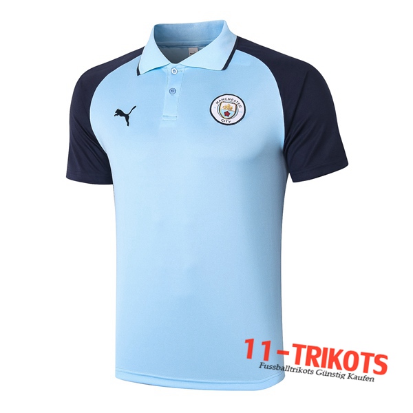 Neuestes Fussball Manchester City Poloshirt Blau 2020/2021