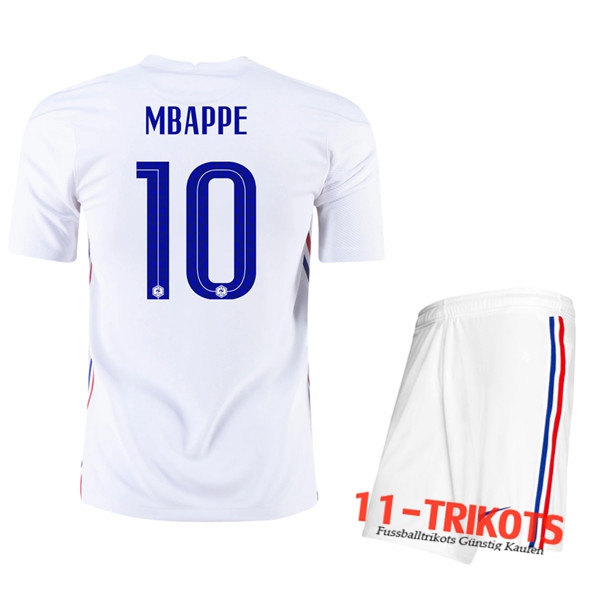 Fussball UEFA Euro 2020 Frankreich (Mbappe 10) Kinder Auswärtstrikot | 11-trikots