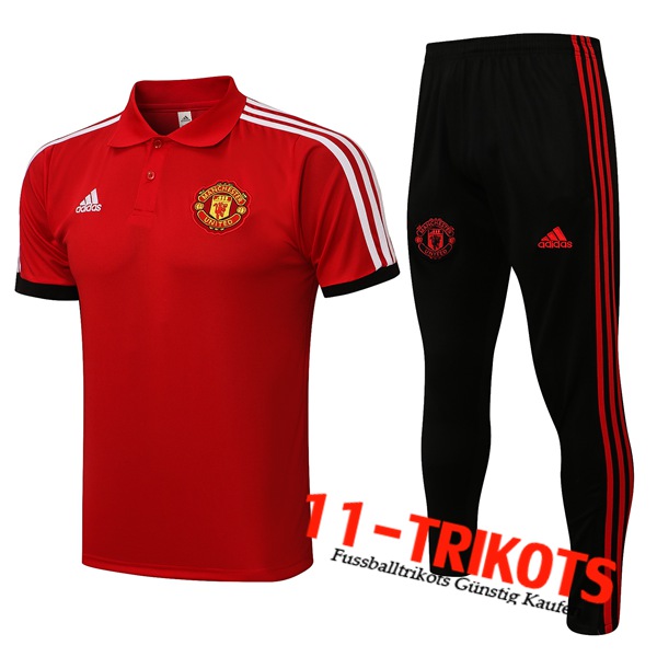 Manchester United Poloshirt + Hose Rot/Weiß 2021/2022