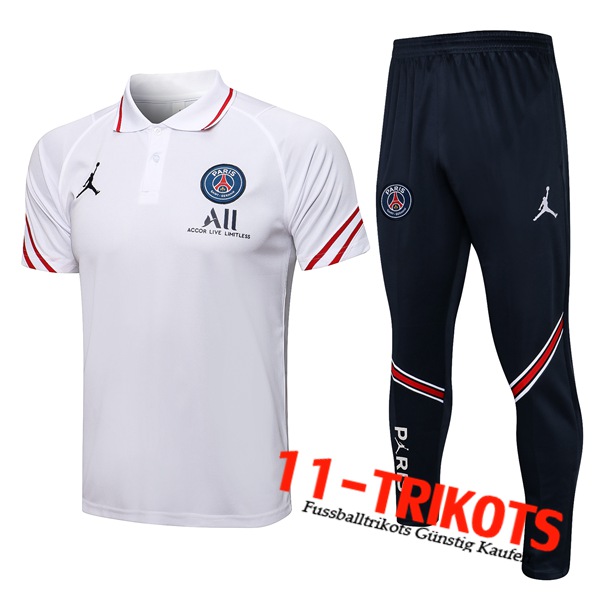 Jordan PSG Poloshirt + Hose Weiß 2021/2022