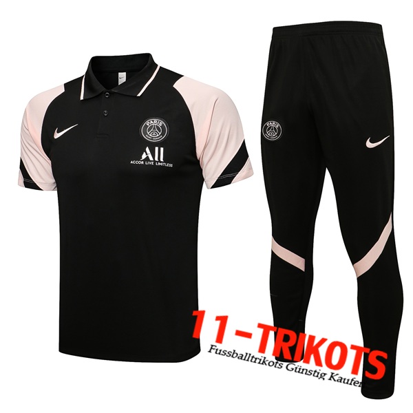 Jordan PSG Poloshirt + Hose Schwarz/Rosa 2021/2022