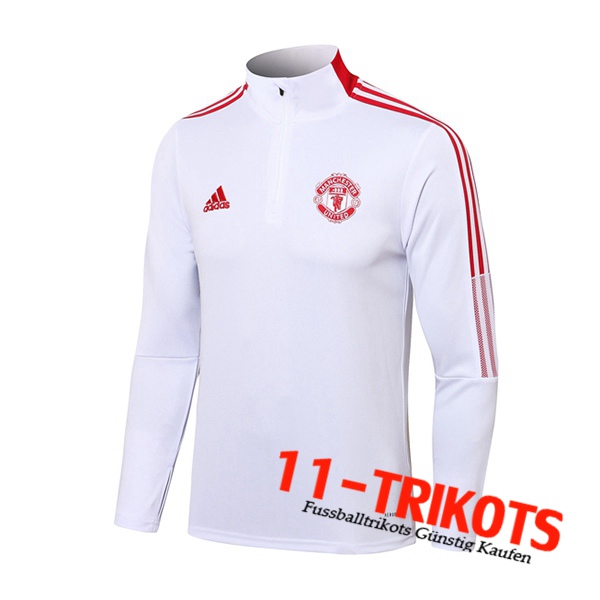 Manchester United Training Sweatshirt Weiß/Rot 2021/2022