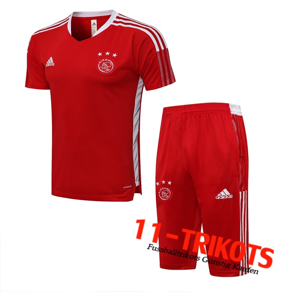 AFC Ajax T Shirt Suits + Shorts Rot/Weiß 2021/2022
