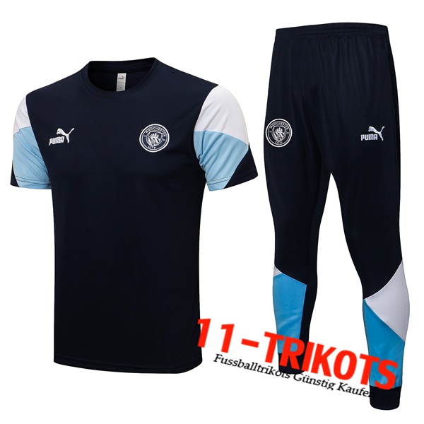 Manchester City T Shirt Suits + Hose Schwarz/Blau/Weiß 2021/2022