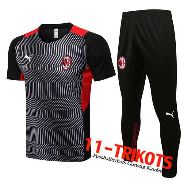 AC Milan T Shirt Suits + Hose Rot/Schwarz 2021/2022