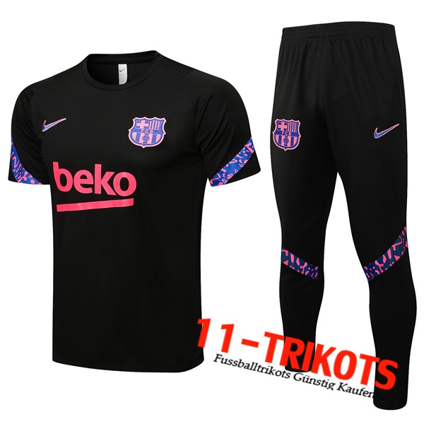 FC Barcelona T Shirt Suits + Hose Schwarz/Lila 2021/2022