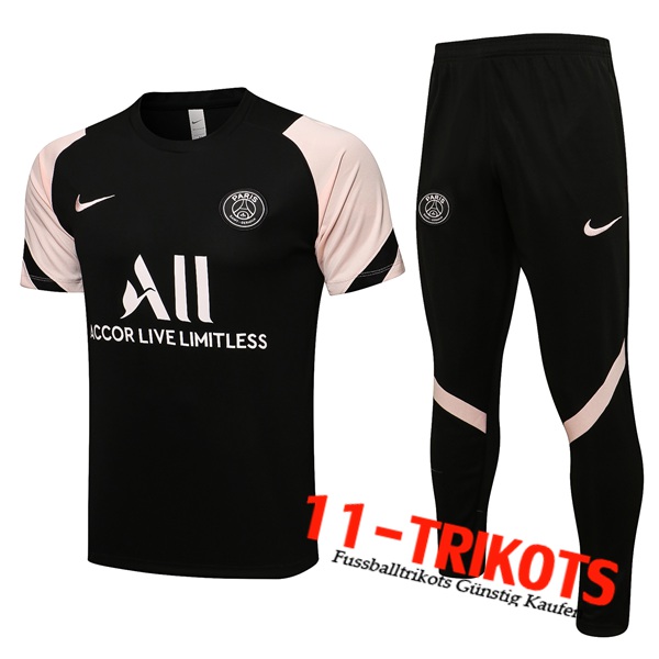 Jordan PSG T Shirt Suits + Hose Schwarz/Rosa 2021/2022