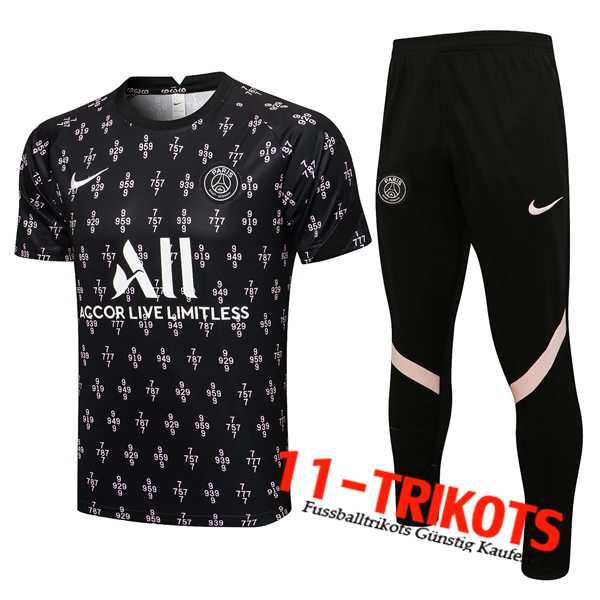 Jordan PSG T Shirt Suits + Hose Schwarz/Weiß 2021/2022