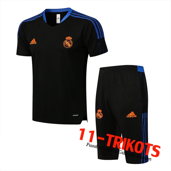 Real Madrid T Shirt Suits + Shorts Schwarz/Blau 2021/2022