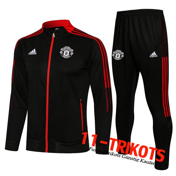 Manchester United Trainingsanzug (Jacke) Schwarz/Rot 2021/2022