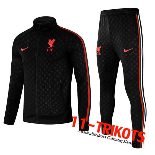 FC Liverpool Kinder Trainingsanzug (Jacke) Suit Schwarz/Weiß 2021/2022