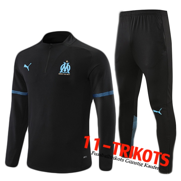 Marseille OM Kinder Trainingsanzug Schwarz/Blau 2021/2022