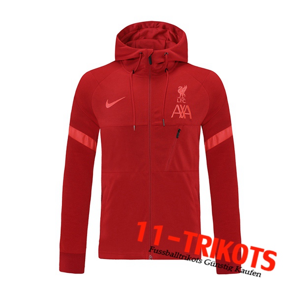 FC Liverpool Trainingsjacke Mit Kapuze Rot 2021/2022 -3