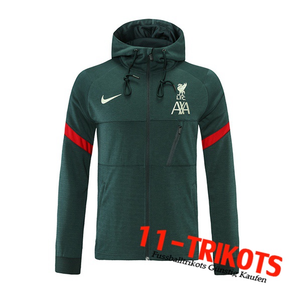 FC Liverpool Trainingsjacke Mit Kapuze Grun/Rot 2021/2022