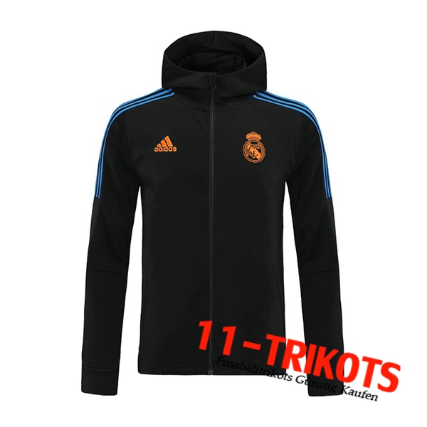 Real Madrid Trainingsjacke Mit Kapuze Schwarz/Blau 2021/2022