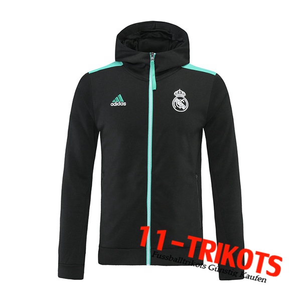 Real Madrid Trainingsjacke Mit Kapuze Schwarz/Grun 2021/2022