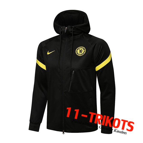 FC Chelsea Trainingsjacke Mit Kapuze Schwarz/Gelb 2021/2022