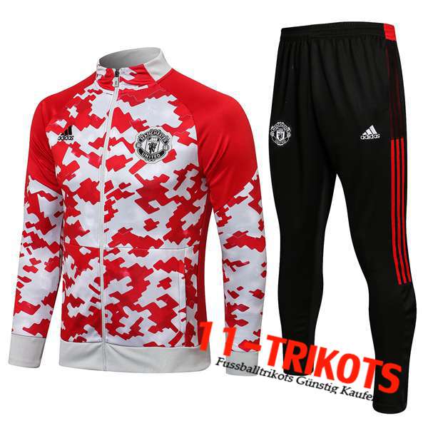 Manchester United Trainingsanzug (Jacke) Rot/Weiß 2021/2022