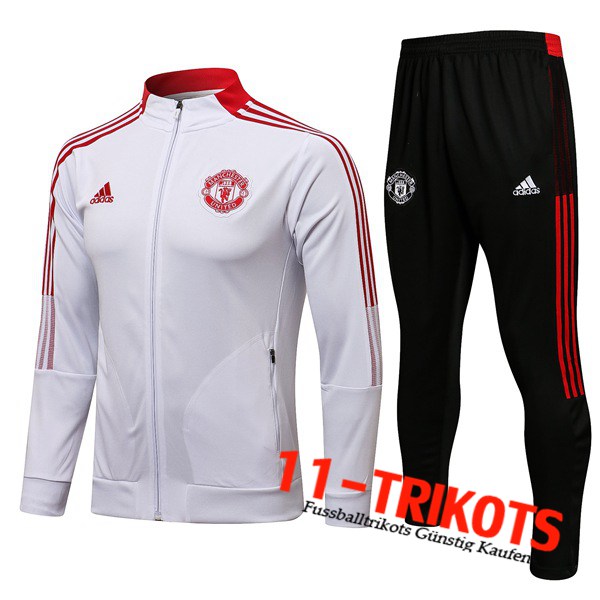 Manchester United Trainingsanzug (Jacke) Weiß/Rot 2021/2022