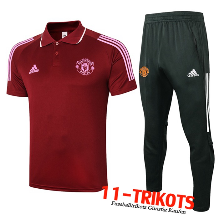 Neuestes Manchester United Poloshirt + Hose Rot 2020/2021 | 11-Trikots