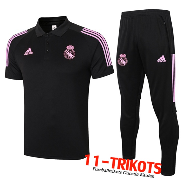 Neuestes Real Madrid Poloshirt + Hose Schwarz 2020/2021 | 11-Trikots