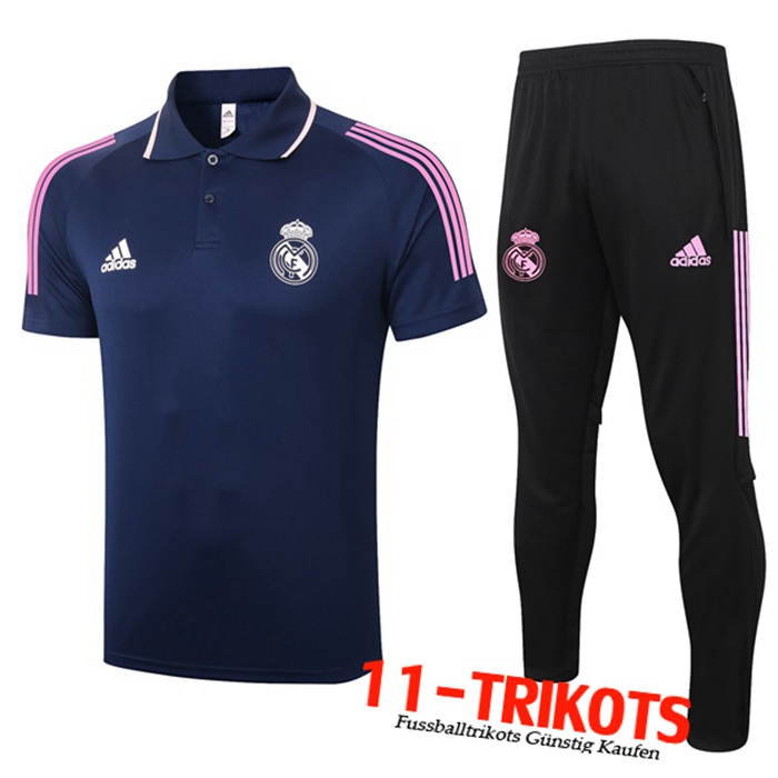 Neuestes Real Madrid Poloshirt + Hose Königsblau 2020/2021 | 11-Trikots