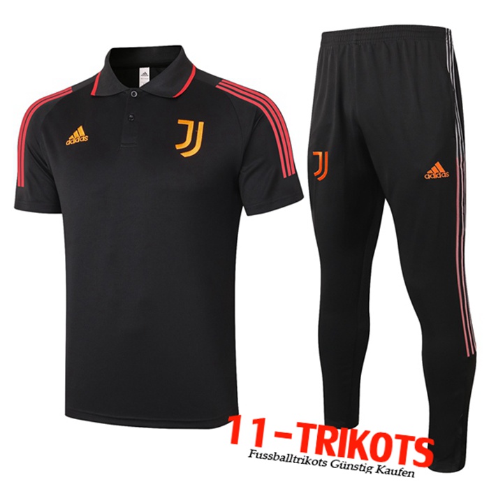 Neuestes Juventus Poloshirt + Hose Schwarz 2020/2021 | 11-Trikots