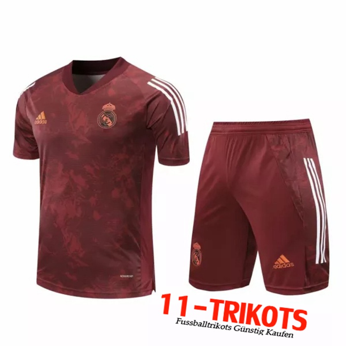 Neuestes Real Madrid Trainingstrikot + Hose Rot 2020/2021 | 11-Trikots