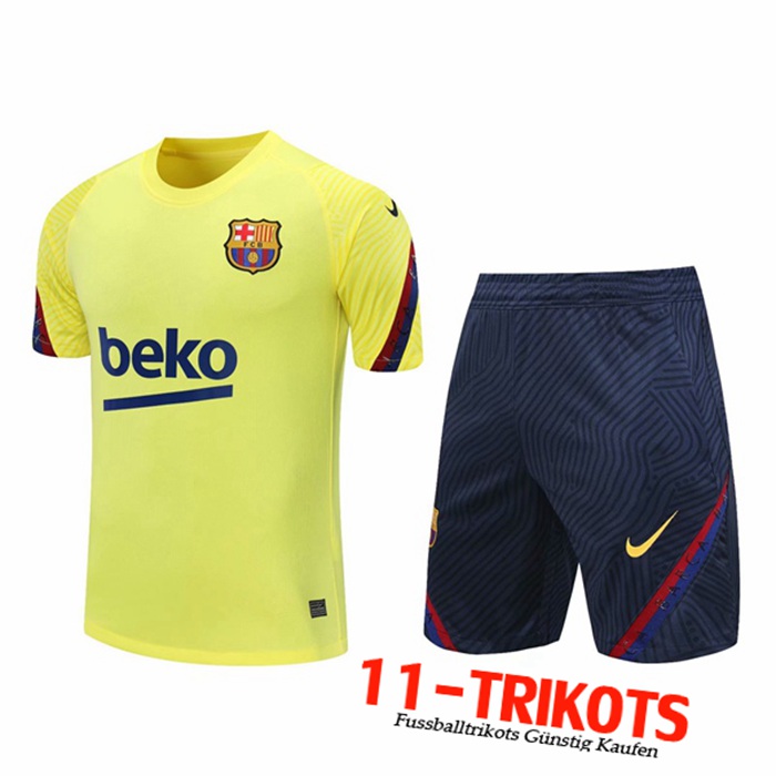 Neuestes FC Barcelona Trainingstrikot + Shorts Gelb 2020/2021 | 11-Trikots