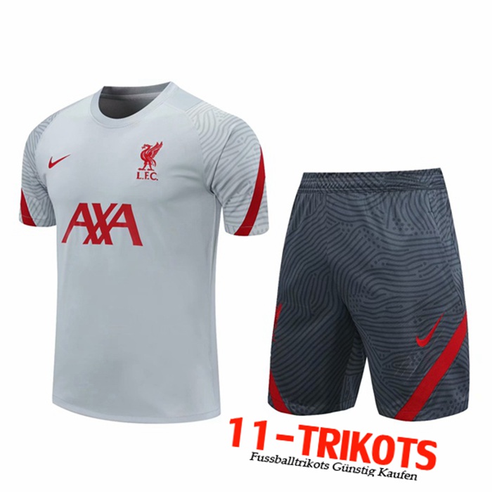 Neuestes FC Liverpool Trainingstrikot + Shorts Grau 2020/2021 | 11-Trikots