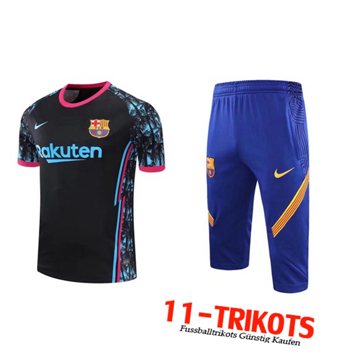 Neuestes FC Barcelona Trainingstrikot + Hose 3/4 Schwarz 2020/2021 | 11-Trikots