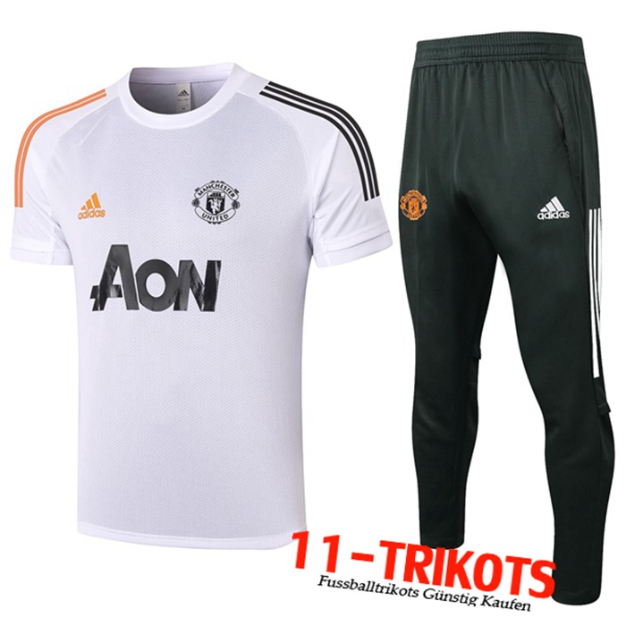 Neuestes Manchester United Trainingstrikot + Hose Weiß 2020/2021 | 11-Trikots