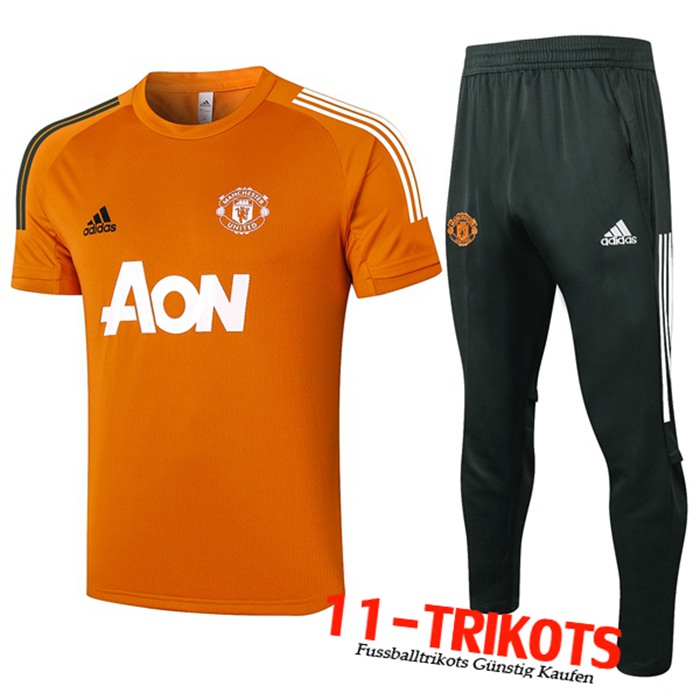 Neuestes Manchester United Trainingstrikot + Hose Gelb 2020/2021 | 11-Trikots