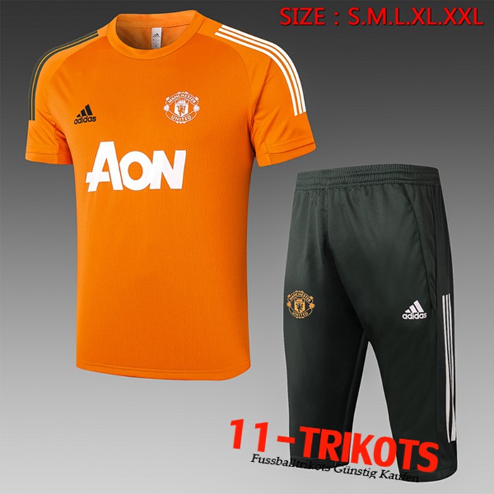 Neuestes Manchester United Trainingstrikot + Hose 3/4 Gelb 2020/2021 | 11-Trikots