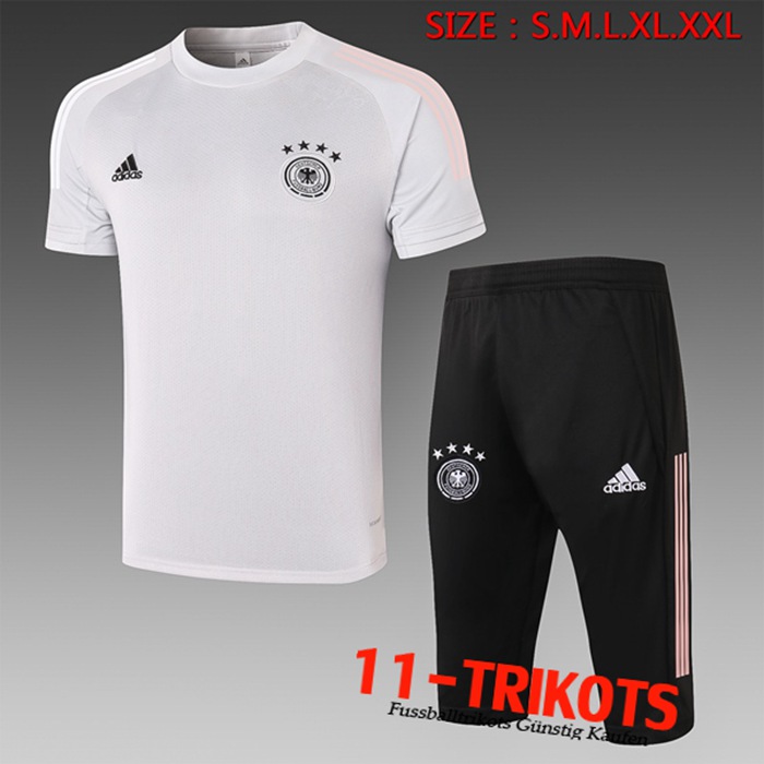 Neuestes Deutschland Trainingstrikot + Hose 3/4 Grau 2020/2021 | 11-Trikots